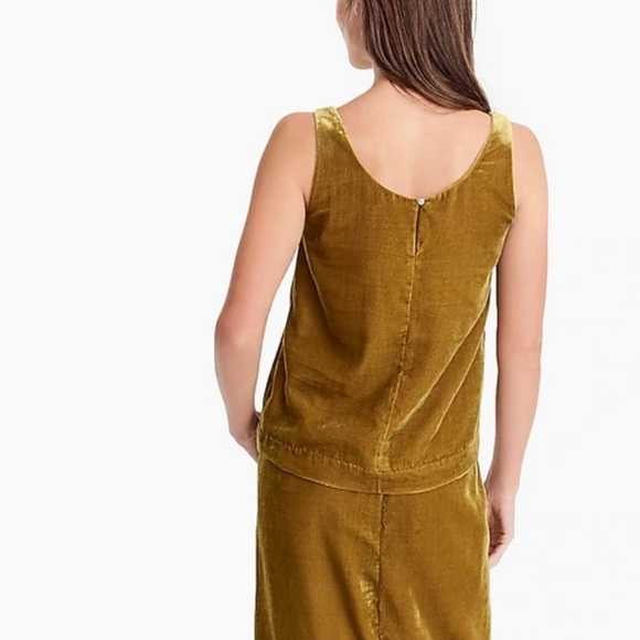 J. Crew Silk Blend Ultra Luxe Velvet Tank Top in Vintage Gold, Size Small - Picture 4 of 11